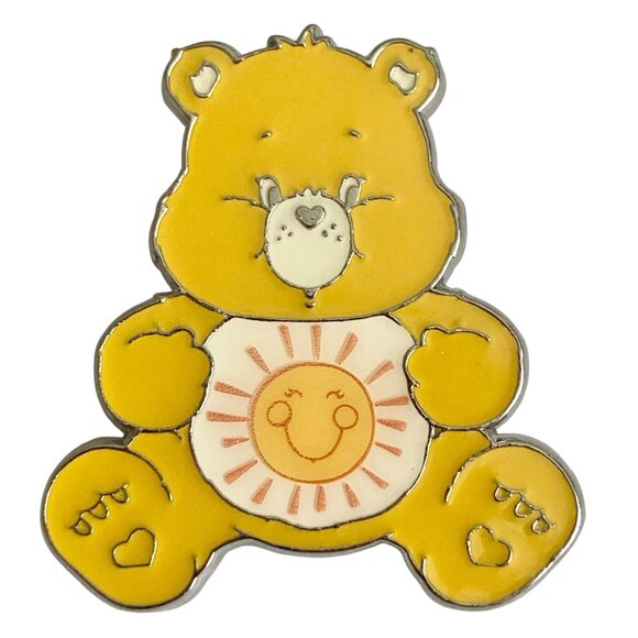 Care Bears Funshine Bear Pin Tie Tac Lapel Hat Yellow Enamel Neon Tuesday NWT - Picture 1 of 10